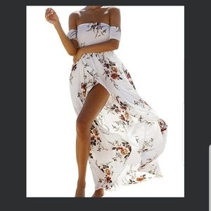 Off shoulder floral long dress